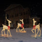 2D Lighted Reindeer Christmas Decorations Outdoor - Large 4FT Gold Deer Family Set with 115 LED Lights - Plug-in Waterproof Yard Decor with Separate Cords - Energy Saving Holiday Display 3 Pack