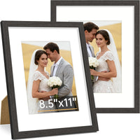 Vittanly 8x10 Picture Frame Set of 2, Solid Wood Frame for Wall or Tabletop, Display Photo 5x7 with Mat or 8x10 without Mat, Natural