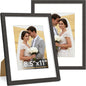 Vittanly 8x10 Picture Frame Set of 2, Solid Wood Frame for Wall or Tabletop, Display Photo 5x7 with Mat or 8x10 without Mat, Natural