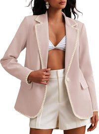 Mina Self Casual Blazer for Women 2025 Fall Pink Lightweight Business Casual Work Professional Office Trendy Cute Dressy Fashion Womens Jacket Women's Blazers & Suit Jackets QY046 Pink L