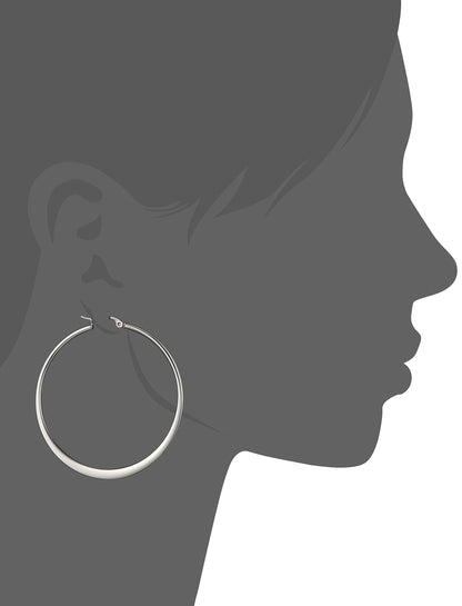 Amazon Essentials Gold Plated or Stainless Steel Flattened Hoop Earrings
