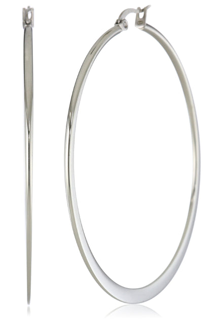 Amazon Essentials Gold Plated or Stainless Steel Flattened Hoop Earrings