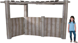 Fun Express Nativity Stable Backdrop - Large 3D Cardboard Stand Up for Christmas Pageant Props | Life Size Manger Scene Background for Church Plays & Live Nativity Decorations | 114" x 44" x 66"