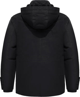 7DAY'S Men's Winter Jacket Cotton Military Jackets Fleece Lined Thick Work Warm Cargo Coats with Hooded