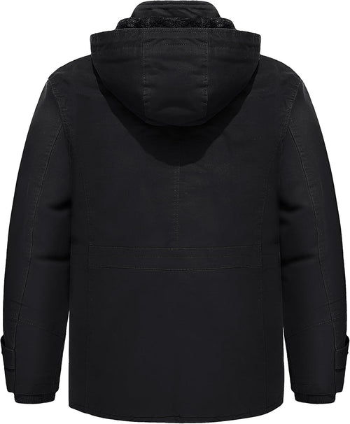 7DAY'S Men's Winter Jacket Cotton Military Jackets Fleece Lined Thick Work Warm Cargo Coats with Hooded