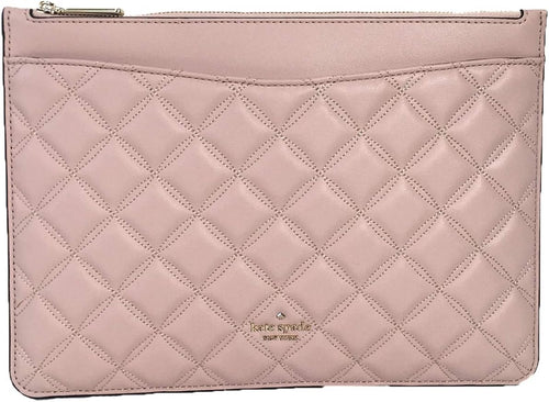 Kate Spade Natalia Quilted Leather Zip Pouch Clutch, Rose Smoke Pink