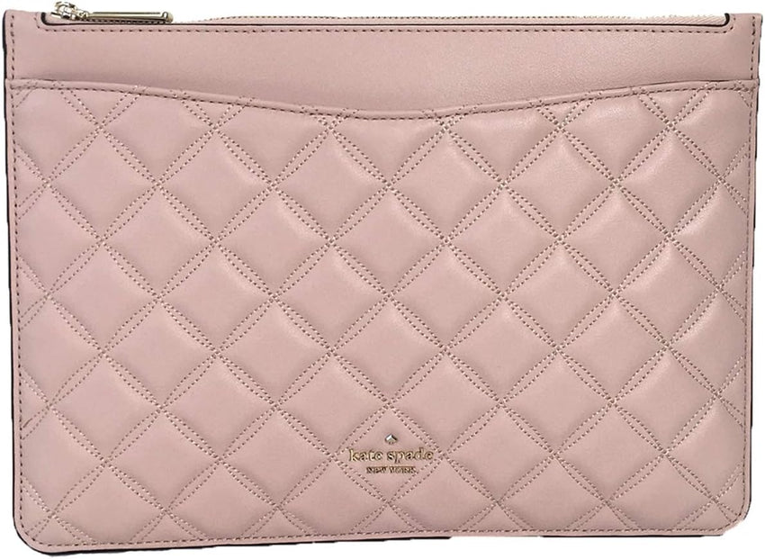 Kate Spade Natalia Quilted Leather Zip Pouch Clutch, Rose Smoke Pink