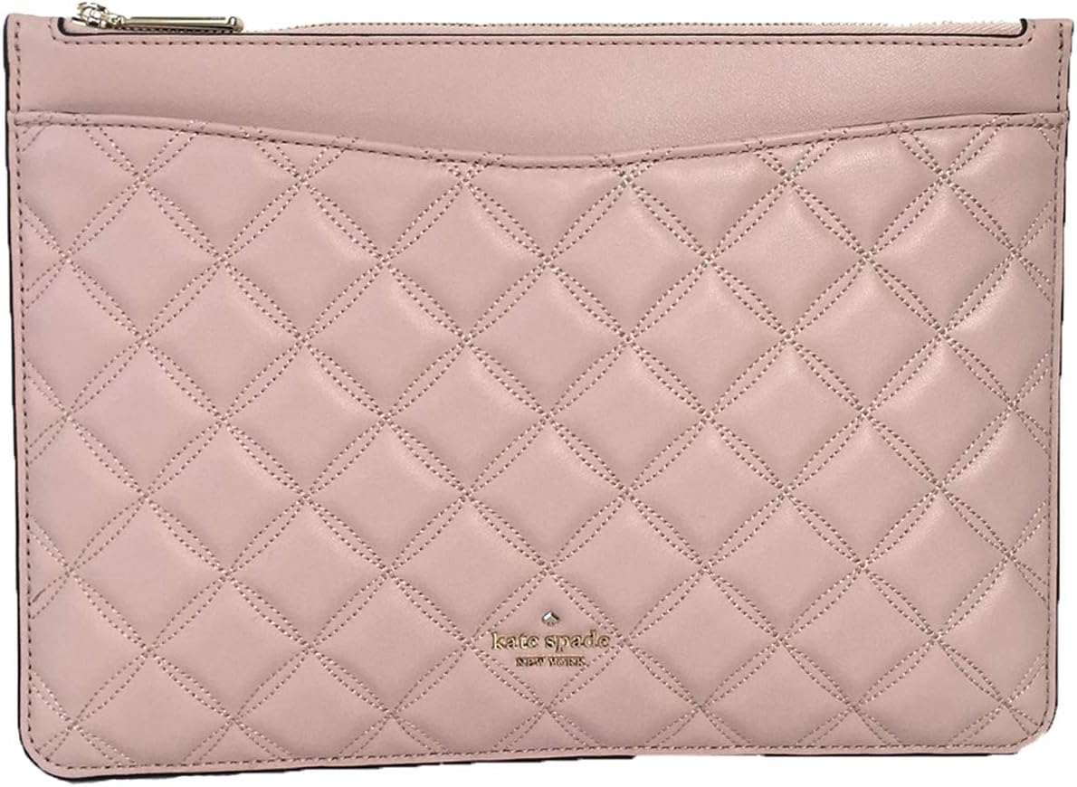 Kate Spade Natalia Quilted Leather Zip Pouch Clutch, Rose Smoke Pink