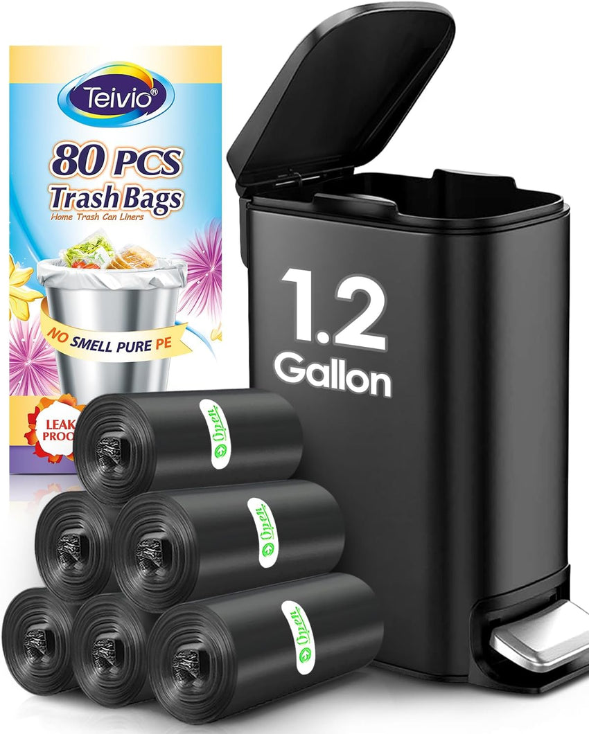 10 Gallon 200 Counts Extra Strong Trash Bags Tall Kitchen Garbage Bags by Teivio, 9 Gallon 10 Gallon,Bathroom Trash Can Bin Liners, Intended for Home,Plastic Bags for office kitchen Garden,Black