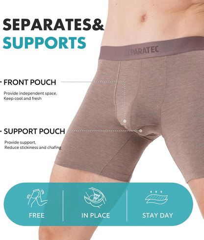 Separatec Mens Underwear with Pouch Moisture Wicking Dual Pouch Boxer Briefs Rayon From Bamboo Underwear Men, Halloween Theme