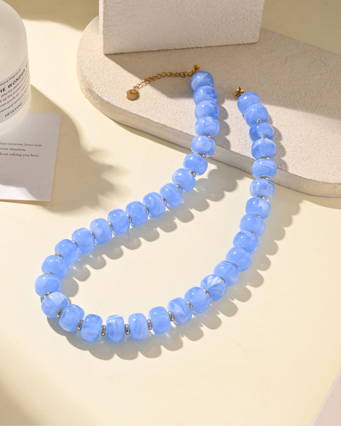 Chunky Beaded Statement Necklace for Women Trendy Colorful Boho Resin Bead Choker Necklaces Summer Handmade Jewelry Gifts Accessories