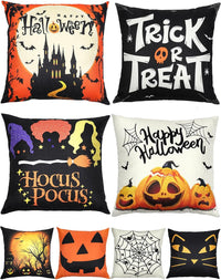 Christmas Decorations Set of 4 Double-Sided Print Christmas Pillow Covers 18" x 18", with 8 Cute Patterns, Throw Pillow Covers Perfect for Home Christmas Decor