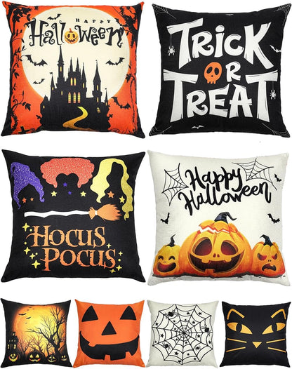 Christmas Decorations Set of 4 Double-Sided Print Christmas Pillow Covers 18" x 18", with 8 Cute Patterns, Throw Pillow Covers Perfect for Home Christmas Decor