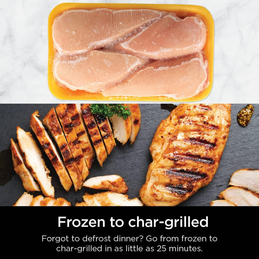 Ninja | Indoor Grill | Foodi | 5-in-1 (Grill, Air Fry, Roast, Bake, and Dehydrate | Fits up to 3lb Roast | Smoke Control System and Dishwasher Safe Parts| Black/Grey | AG301