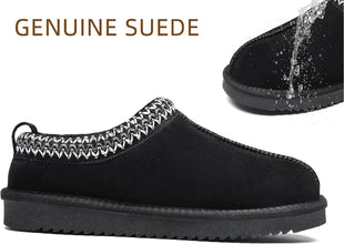 Women's Slippers Genuine Suede Platform Mini Boots Mens Faux Fur Warm Lining Winter Mules Cozy Warm House Shoes Indoor and Outdoor