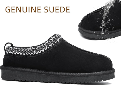 Women's Slippers Genuine Suede Platform Mini Boots Mens Faux Fur Warm Lining Winter Mules Cozy Warm House Shoes Indoor and Outdoor