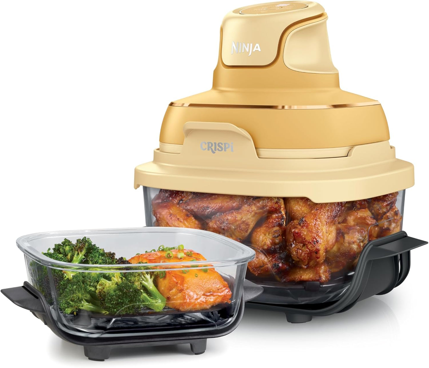 Ninja Crispi 4-in-1 Portable Glass Air Fryer Cooking System, 1500W, 4QT & 6-Cup TempWare Glass Containers with Storage Lids, Microwave, Freezer & Dishwasher Safe, Cyberspace Gray, FN101GY