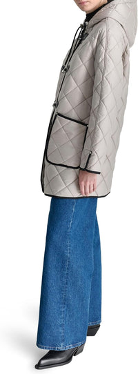 DKNY womens Hooded Toggle Quilted Coat