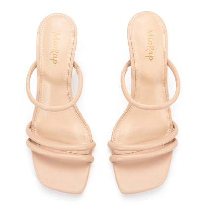 Heels for Women Square Open Toe Strappy Mules Women's Heeled Sandals Summer Dressy Comfort Sexy Shoes Weeding Party