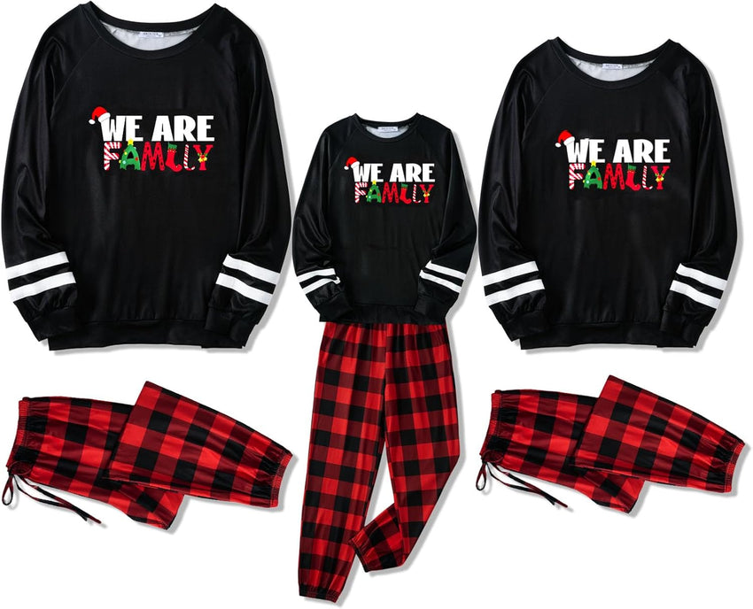 Ekouaer Family Christmas Pajamas Matching Sets Long Sleeve Couple Pjs Holiday Sleepwear Soft Loungewear with Pockets