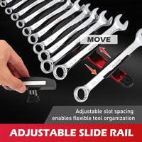 2-Pack Magnetic Wrench Organizer, 32-Slot Premium Wrench Rack Holder Tool Trays for Toolboxes Drawer Storage, SAE (1/4" - 1-1/16") & Metric (6mm - 24mm)