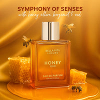 BellaVita Luxury Honey Oud Eau de Parfum (3.4 fl. oz.) | Patchouli, Vanilla, Bergamot, Floral & Spicy + Made with Clean & Vegan Essentials Oils + Cruelty Free | Long-Lasting Unisex Fragrance
