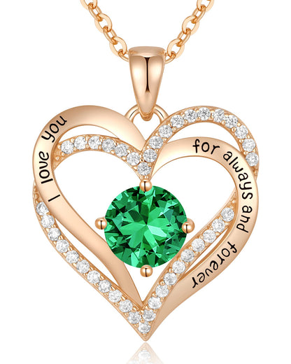 CDE Forever Love Heart Necklaces for Women, Wedding Anniversary, Valentine's，Birthday Mothers Christmas Day Gifts for Mom, Mother, Wife, S925 Silver Jewelry with Birthstone Pendant