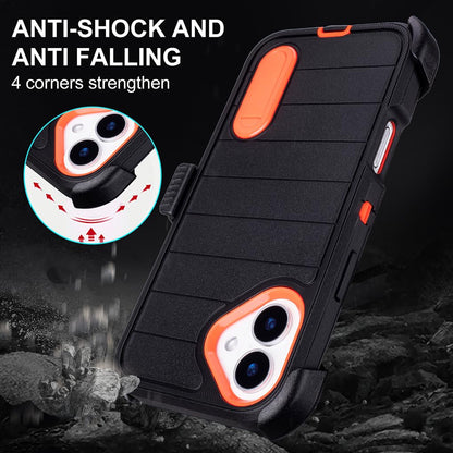 for Phone Case iPhone 16 Plus Case Black with Belt Clip Heavy Duty Holster for ShockPlusof Cases,3 Layers of Sturdy,Military Grade Defender Cover for iPhone 16 Plus Cases Black 6.7 Inch