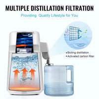 VEVOR Water Distiller, 1.1 Gal Distilled Water Machine, 750W Pure Water Distilling w/BPA Free Plastic Container, Water Distillation Kit w/Button, Countertop Distilled Water Maker for Home, White