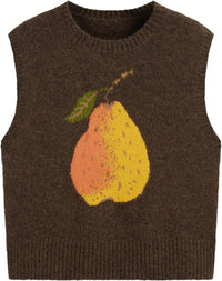 CIDER Women’s Sweater Vest Knit Sleeveless Pear Cute Graphic Sweater Vest Tank Top Fall Outfits