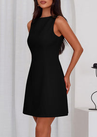 PRETTYGARDEN Womens Formal Short Dresses 2025 Summer Sleeveless Boat Neck A Line Elegant Mini Cocktail Party Dress