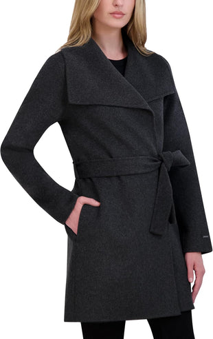 Tahari Women's Peacoat Wool Blend Lapel Collar Trench Coat