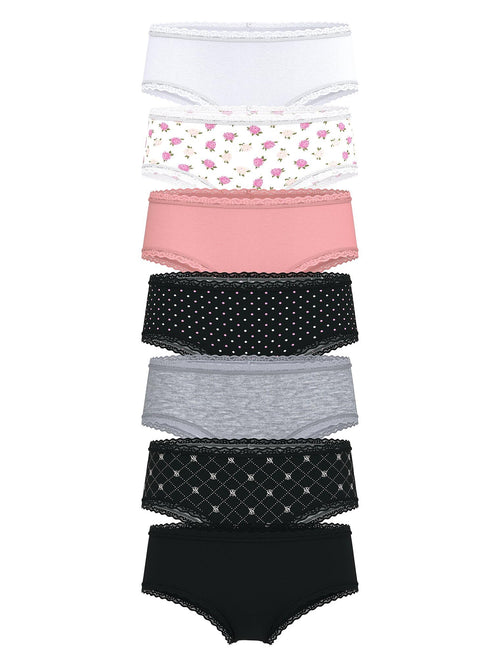 Victoria's Secret 7-Pack Lace-Trim Cotton Cheeky Panties