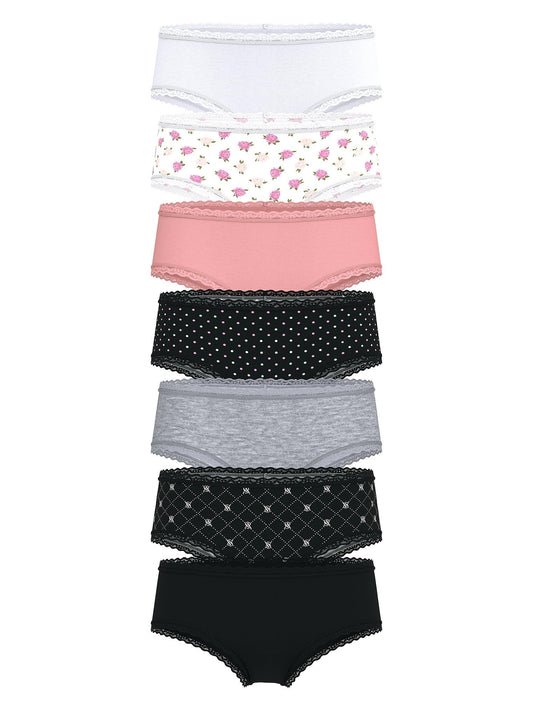 Victoria's Secret 7-Pack Lace-Trim Cotton Cheeky Panties