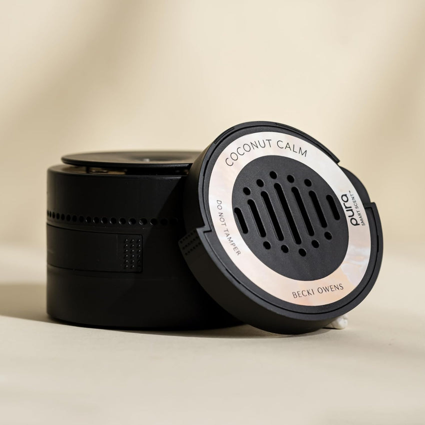 Pura and Becki Owens - Pura Car Scent Refill - Fragrance for Car Diffuser - Clean & Safe Luxury Diffuser Scent - Long-Lasting Fragrance for 30 Days of Aroma - Coconut Calm
