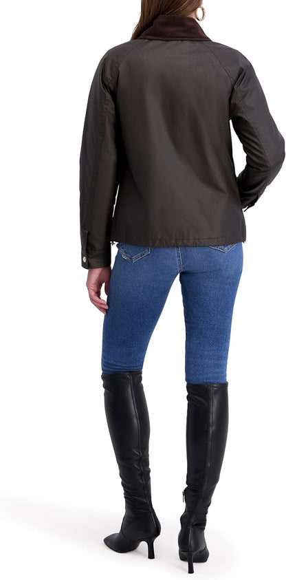 kensie womens Outerwear Waxed Cotton Barn Jacket