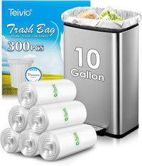 10 Gallon 200 Counts Extra Strong Trash Bags Tall Kitchen Garbage Bags by Teivio, 9 Gallon 10 Gallon,Bathroom Trash Can Bin Liners, Intended for Home,Plastic Bags for office kitchen Garden,Black