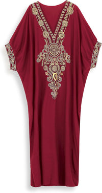 EDOLYNSA Moroccan Kaftan Dresses for Women Plus Size Caftans Loungewear Embroidered Beach Kaftan Cover up moomoo House Dress