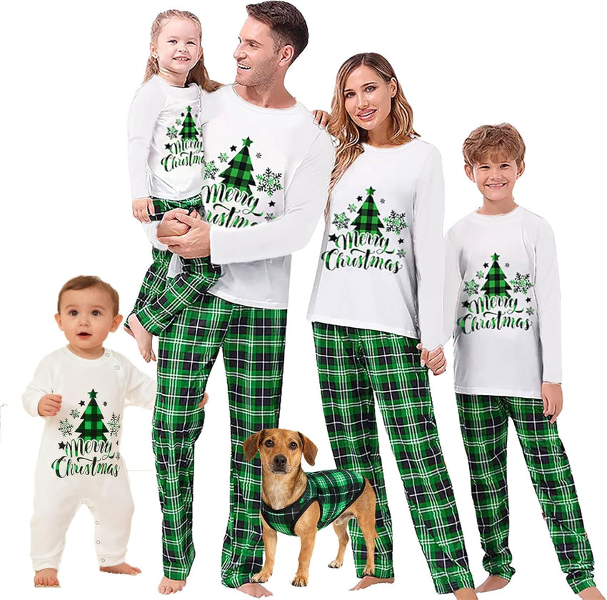 Family Christmas Pajamas Matching Sets - Soft Lettler Print Xmas Pjs for Couples & Kids | Holiday Family Pajamas