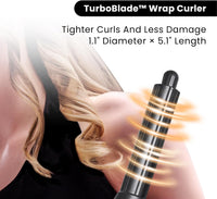 GLAMUP® FusionPro™ 6 in 1 Hot Air Styler- Wrap Curler & Thermal Brush Straightener, High Speed Hair Dryer, Round Brush, Volumizer, Hair Styling Gift Set with Travel Bag, Blow Dryer Brush