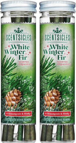 Scentsicles White Winter Fir Scented Christmas Tree Ornaments - 2 Bottles (12 Sticks Total)