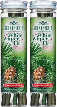 Scentsicles White Winter Fir Scented Christmas Tree Ornaments - 2 Bottles (12 Sticks Total)