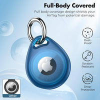 UNBREAKcable AirTag Holder, [4-Pack] IPX8 Waterproof AirTag Keyring Cover Case for Apple AirTag, Full-Body Covered AirTag Holder for Pet Collar, Keys, Bags