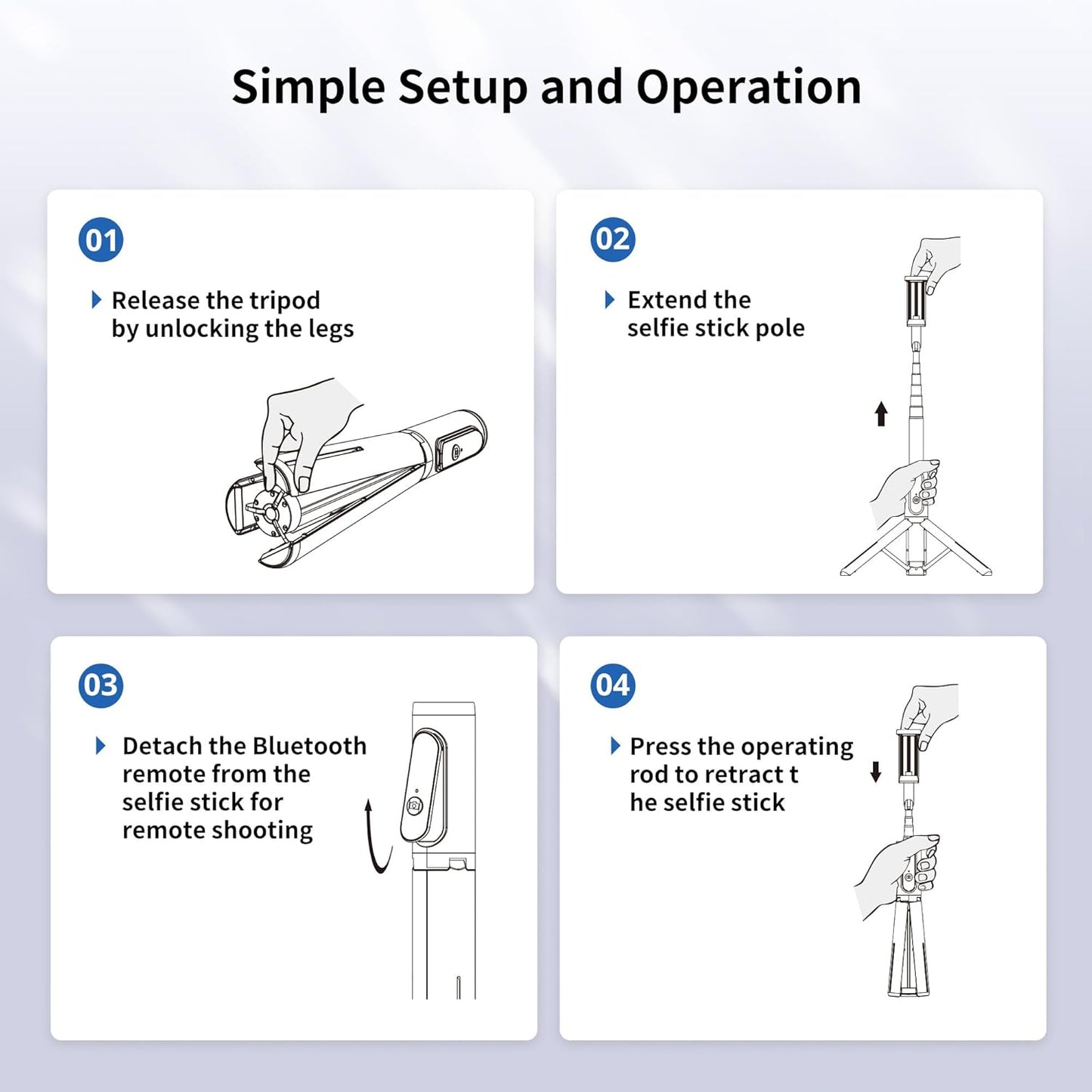 ATUMTEK Selfie Stick Tripod, 3-in-1 Extendable Aluminum Phone Tripod with Detachable Bluetooth Remote, Compatible with iPhone 17/16/15/14/13/12/11/11 Pro/XS Max/XR and Samsung Smartphones, Black
