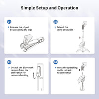 ATUMTEK Selfie Stick Tripod, 3-in-1 Extendable Aluminum Phone Tripod with Detachable Bluetooth Remote, Compatible with iPhone 17/16/15/14/13/12/11/11 Pro/XS Max/XR and Samsung Smartphones, Black