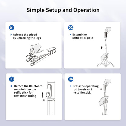 ATUMTEK Selfie Stick Tripod, 3-in-1 Extendable Aluminum Phone Tripod with Detachable Bluetooth Remote, Compatible with iPhone 17/16/15/14/13/12/11/11 Pro/XS Max/XR and Samsung Smartphones, Black