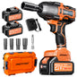 Cordless Impact Wrench, 900Ft-lbs (1200N.m) 1/2" Brushless Impact Gun, 21V High Torque Power Impact Driver, 2x4.0Ah Batteries Electric Impact Motor Variable Speeds for Family Car/Pickup Truck/Mower