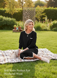 Dokotoo 2 Piece Skirts Sets For Women Fall Fashion 2025 Sweater Dress Knit Lounge Travel Outfits Winter Clothing