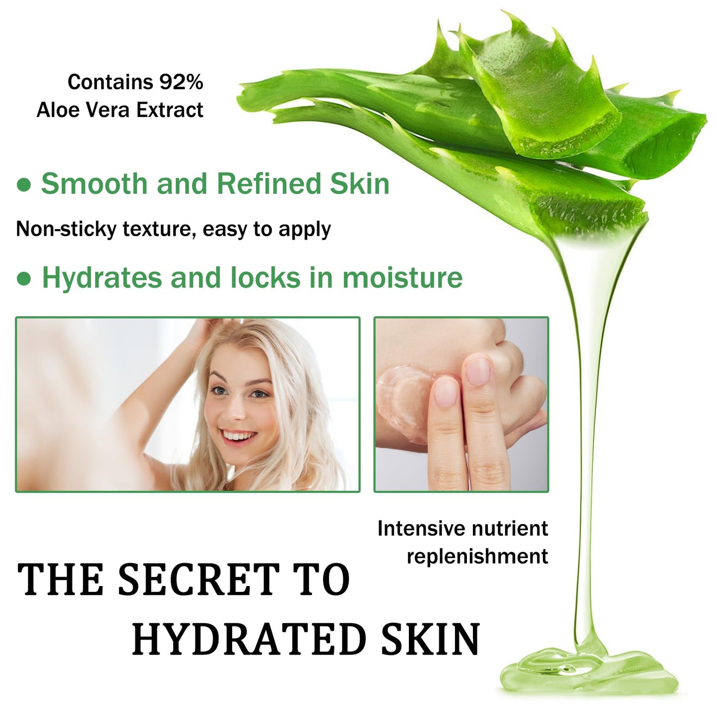 LZYLLS Aloe Vera Gel for Face and Body,Hydrating Organic Aloe Vera Gel,Cooling Body Cream for After Sun Skincare,Non-Sticky Face Moisturizer, 9.15 Fl Oz