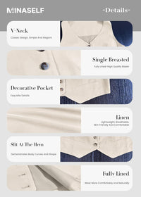 Mina Self Womens Linen Vest Tank Tops 2025 Summer Lightweight V- Neck Cute Cropped Casual Fashion Beach Vacation Corset Top